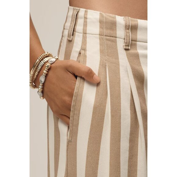 Maeve High-Rise Wide-Leg Jeans White Beige Striped 26 - Picture 3 of 4